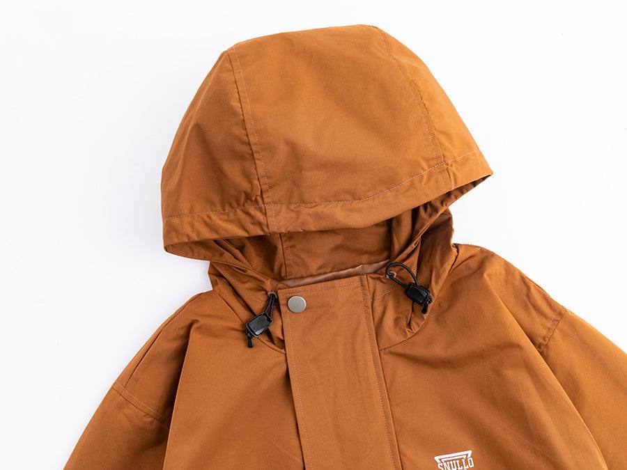 Men's outdoor rainproof and windproof assault suit in brown and beige.