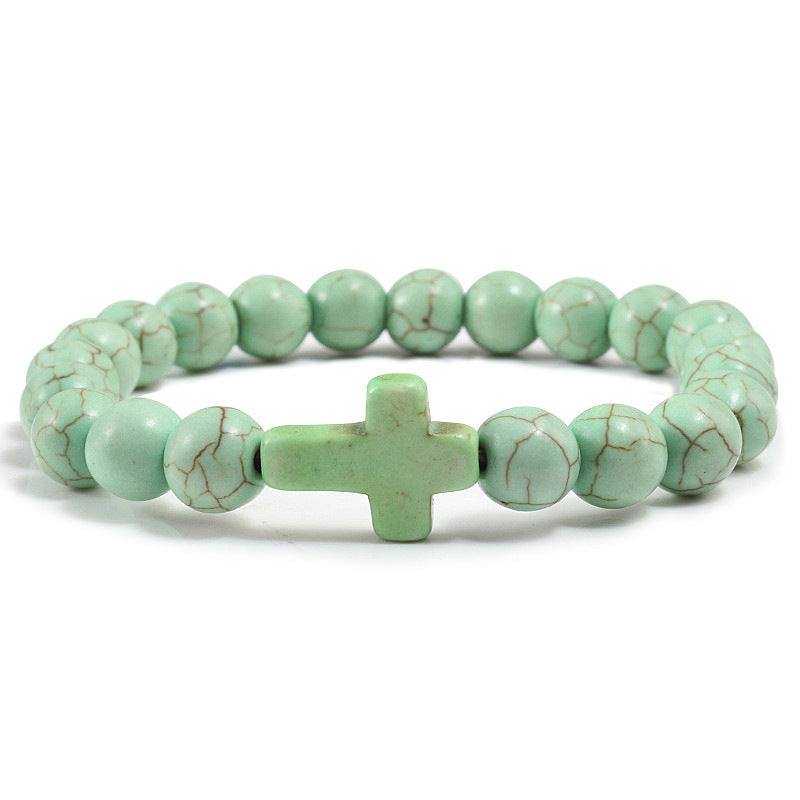 Blue Turquoise Cross Bracelet with National Style Design