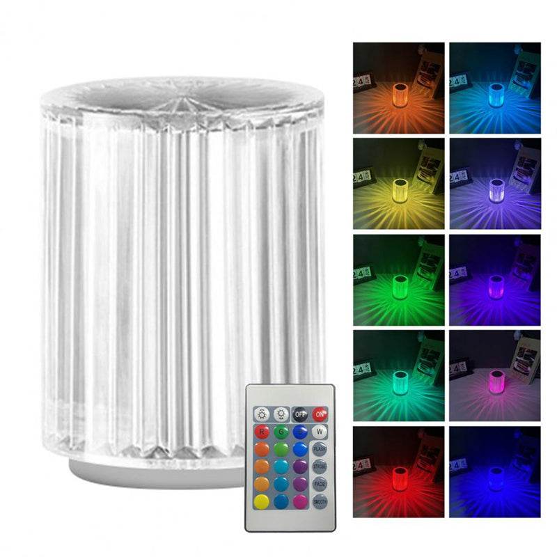 Creative crystal lamp with RGB LED lights, featuring a faux crystal design that blends modern and industrial styles, suitable for home or bedroom use.