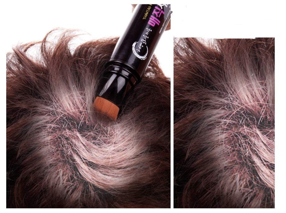 Temporary hair color brush and comb applying white wax for one-time grey hair dye.