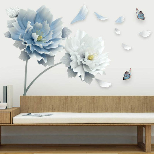 Creative floral wall stickers for living room decoration, modern PVC mural for TV background.