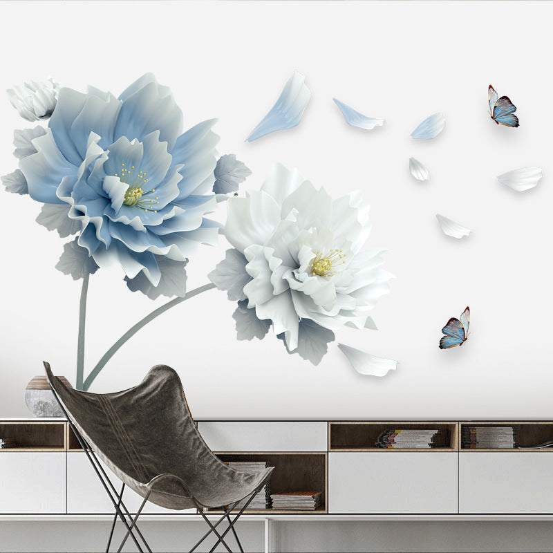 Creative floral wall stickers for living room decoration, modern PVC mural for TV background.