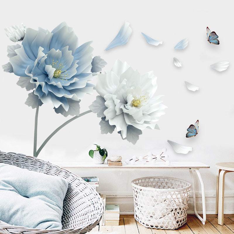 Creative floral wall stickers for living room decoration, modern PVC mural for TV background.
