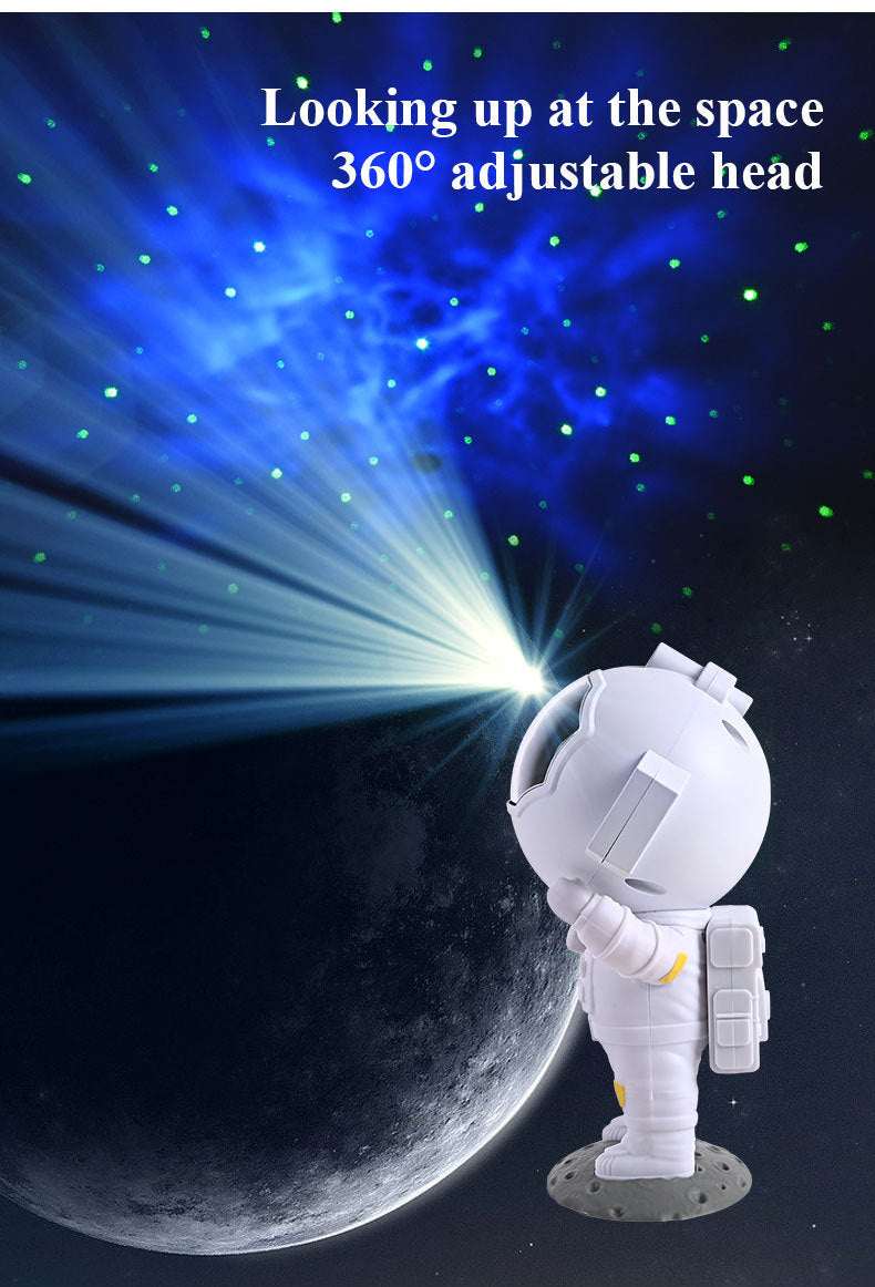 Astronaut-shaped galaxy star projector with various nebula effects.