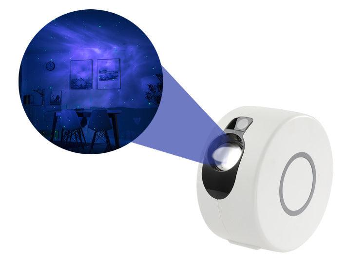 Galaxy Starry Sky Projector with rotating dynamic star projections in various colors, remote control, ideal for room decor and gifts.