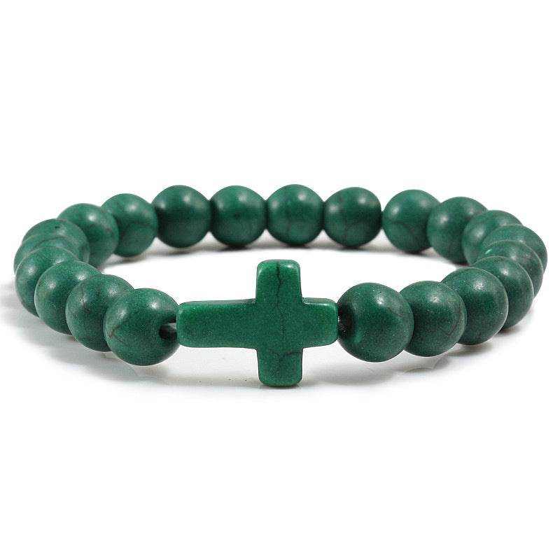 Blue Turquoise Cross Bracelet with National Style Design