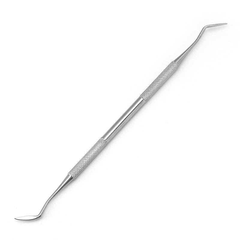 Stainless steel dentist tool set with dental mirror and black case.