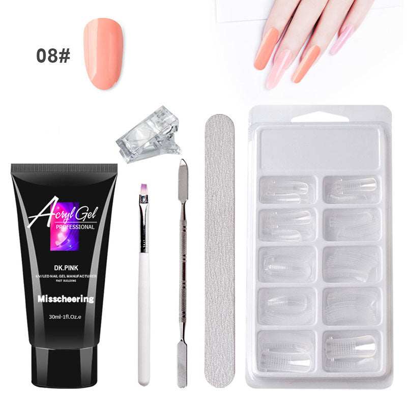 Extension Gel Nail Art Kit with accessories including UV/LED lamp, nail tools, and crystal gel.
