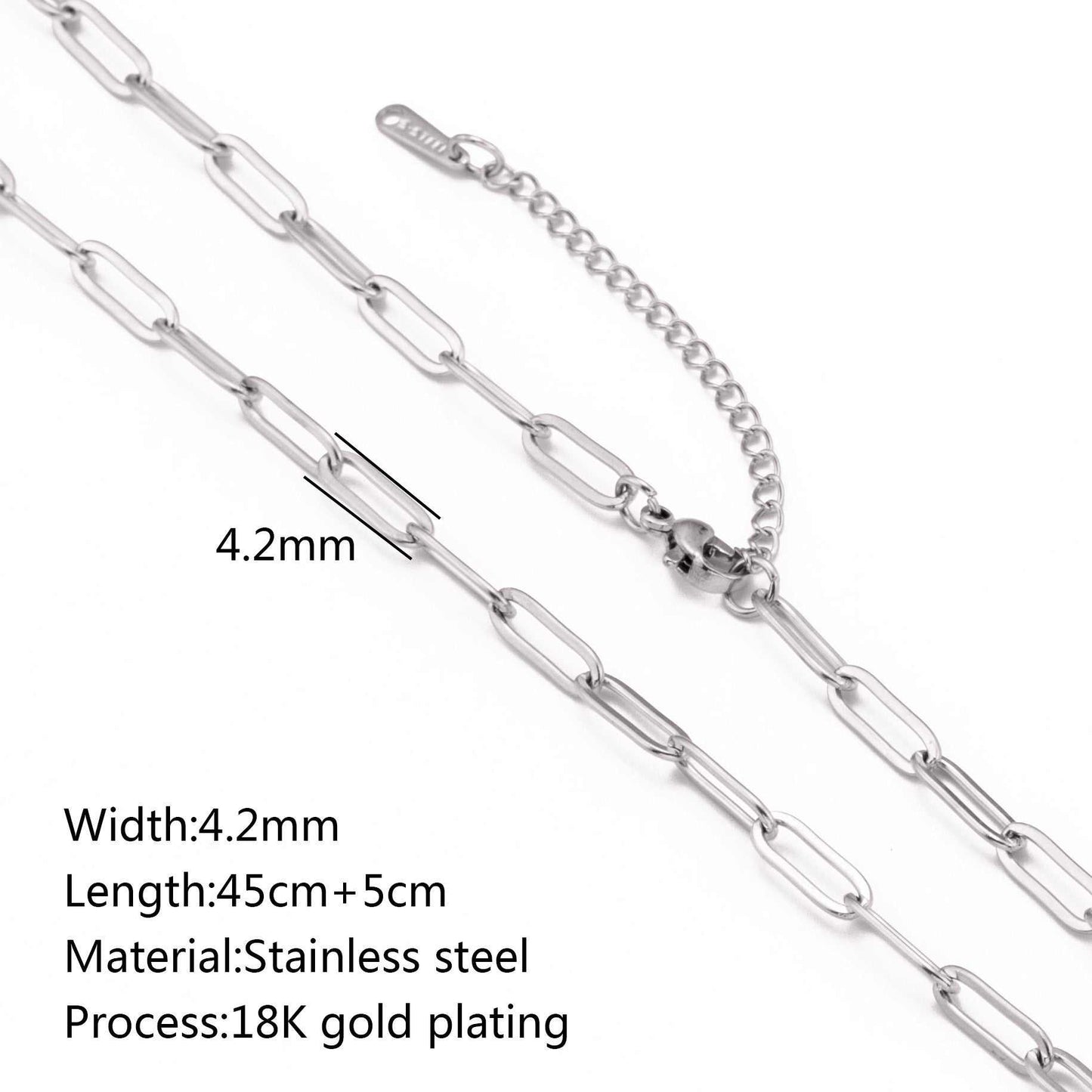 Stainless steel lip chain and accessories with vacuum vapor plating, showcasing 18K gold color protection.