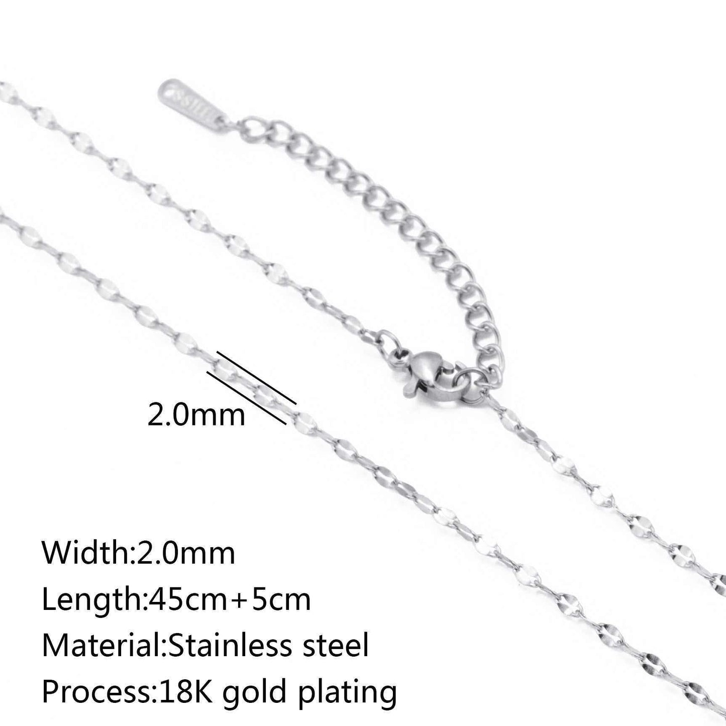 Stainless steel lip chain and accessories with vacuum vapor plating, showcasing 18K gold color protection.