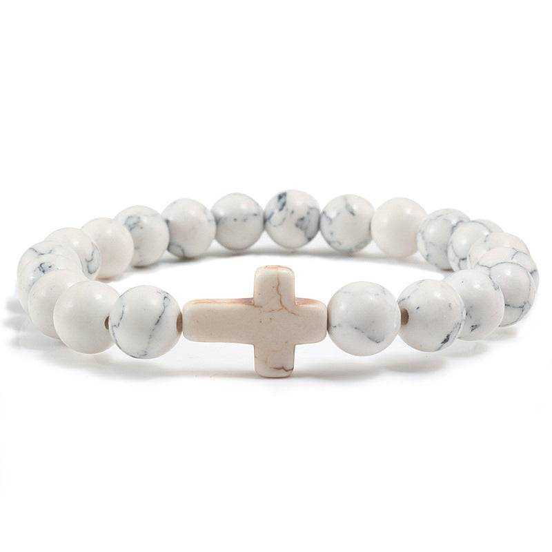 Blue Turquoise Cross Bracelet with National Style Design
