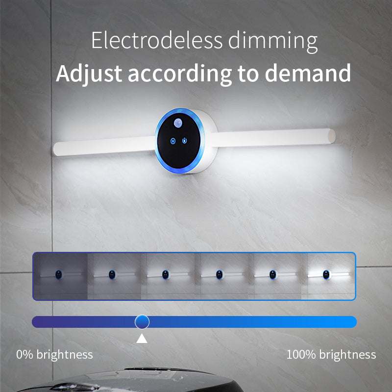 Smart cabinet light with clock and hand sweep timing feature, illuminating a wall.