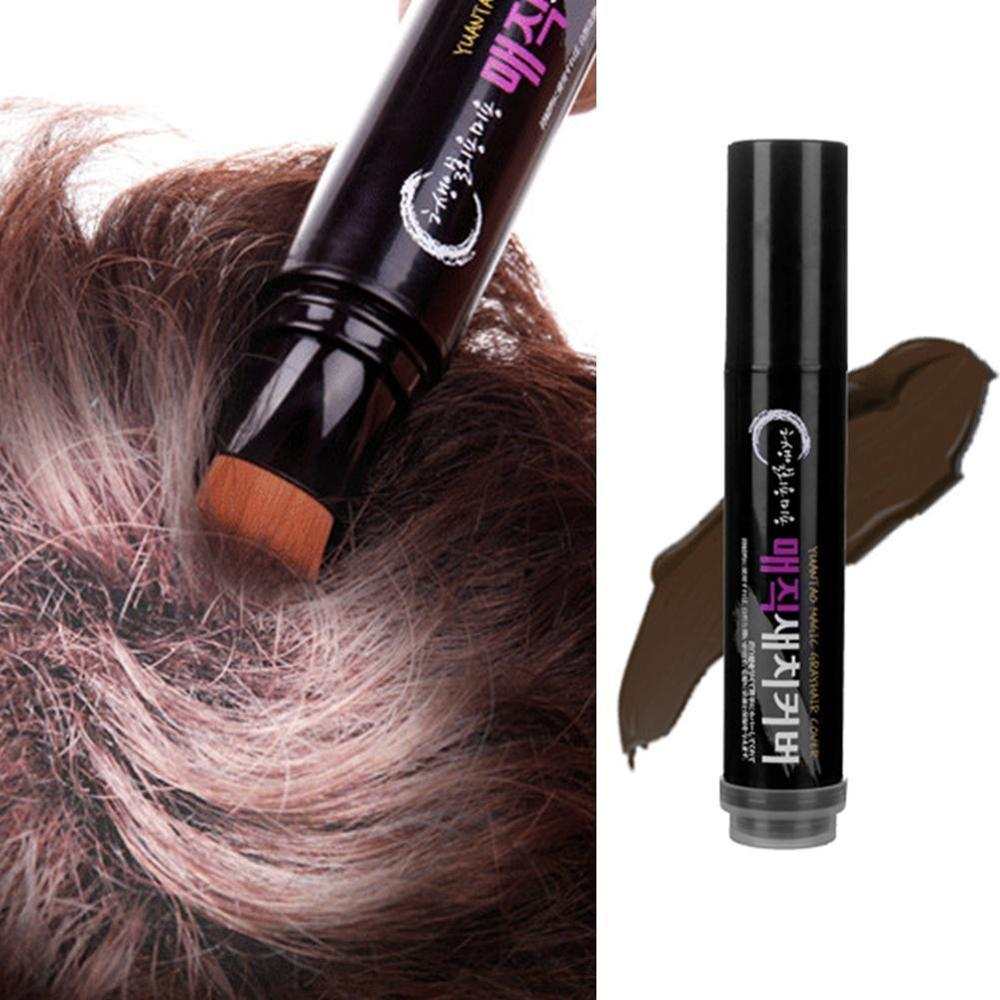 Temporary hair color brush and comb applying white wax for one-time grey hair dye.