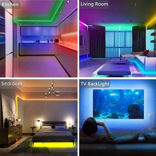 LED Strip Lights 20m RGB Flexible Tape with Remote Controller and Power Supply for Home Decor.