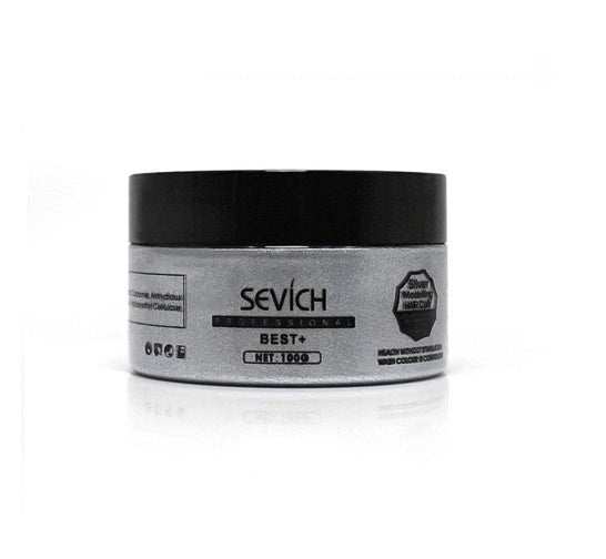 Disposable hair cream wax in gray and white colors applied on hair.