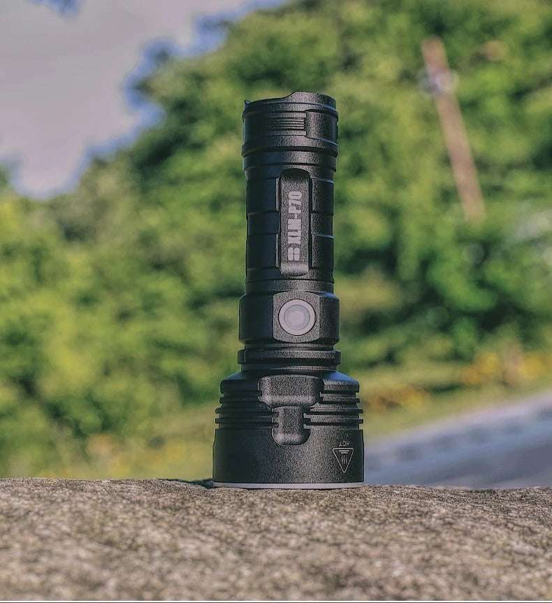 Strong Flashlight Rechargeable strong LED flashlight made from aluminum alloy, suitable for outdoor activities like camping and hiking.