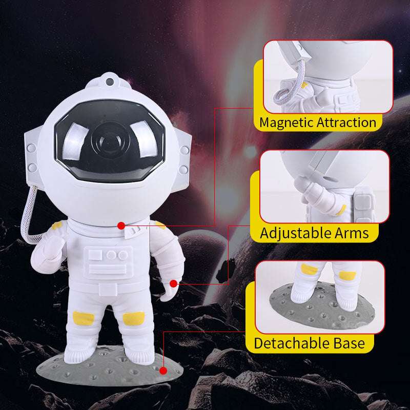 Astronaut-shaped galaxy star projector with various nebula effects.