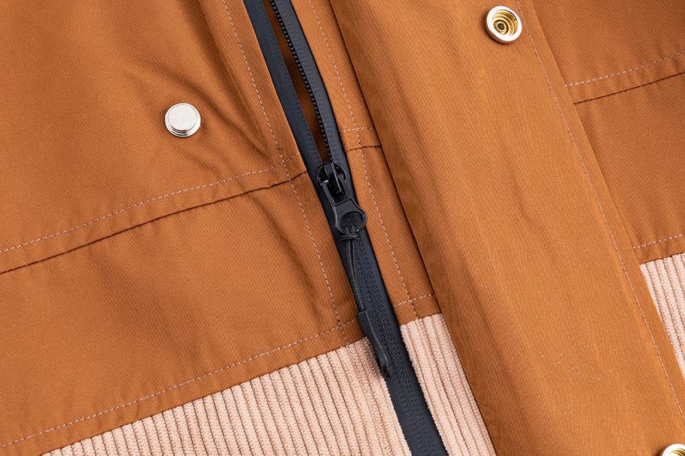 Men's outdoor rainproof and windproof assault suit in brown and beige.