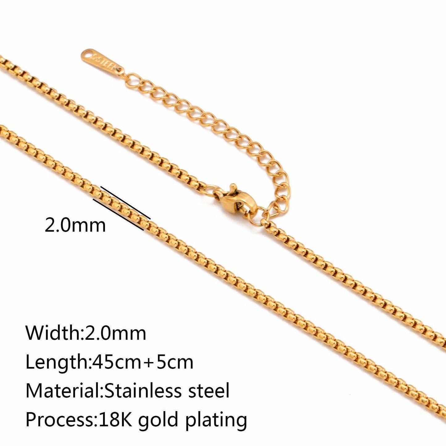 Stainless steel lip chain and accessories with vacuum vapor plating, showcasing 18K gold color protection.