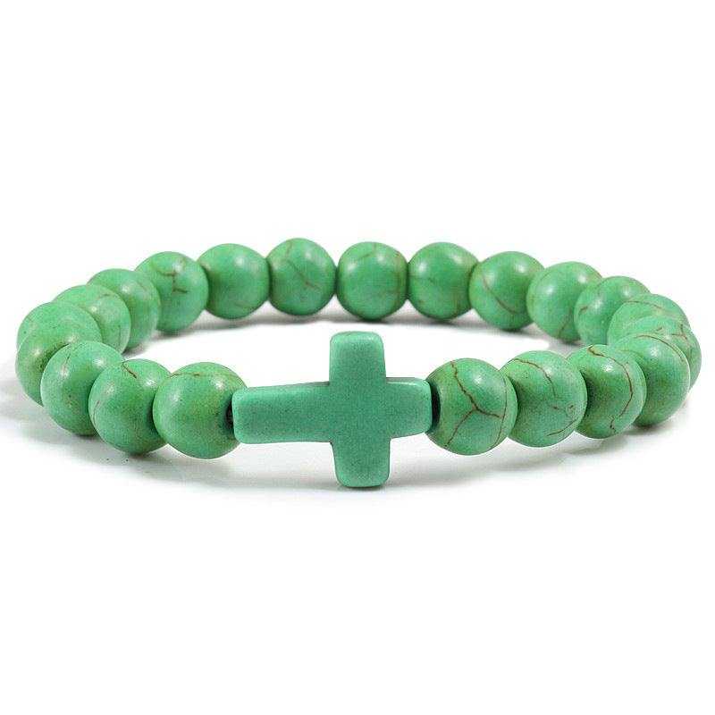 Blue Turquoise Cross Bracelet with National Style Design