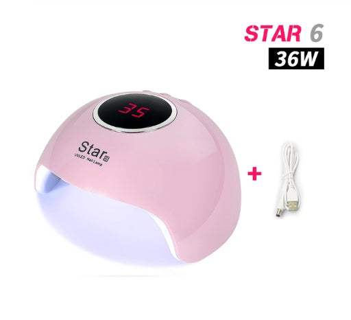 iphone 12 Pink UV LED nail lamp with digital display.