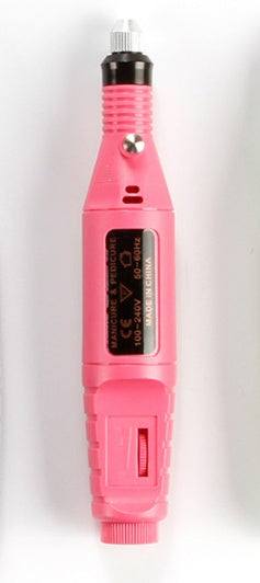 Electric nail polish machine pen with three color options, set of six polishing heads, and USB power line.