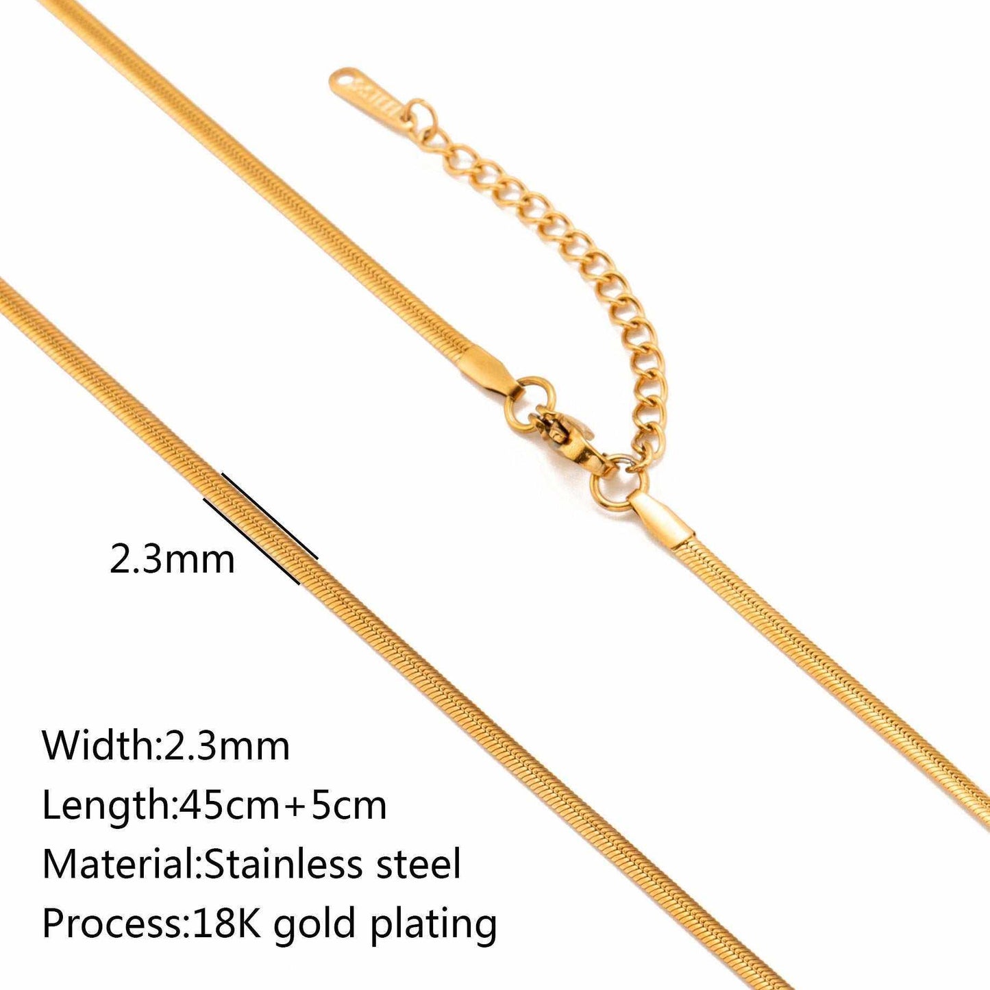 Stainless steel lip chain and accessories with vacuum vapor plating, showcasing 18K gold color protection.