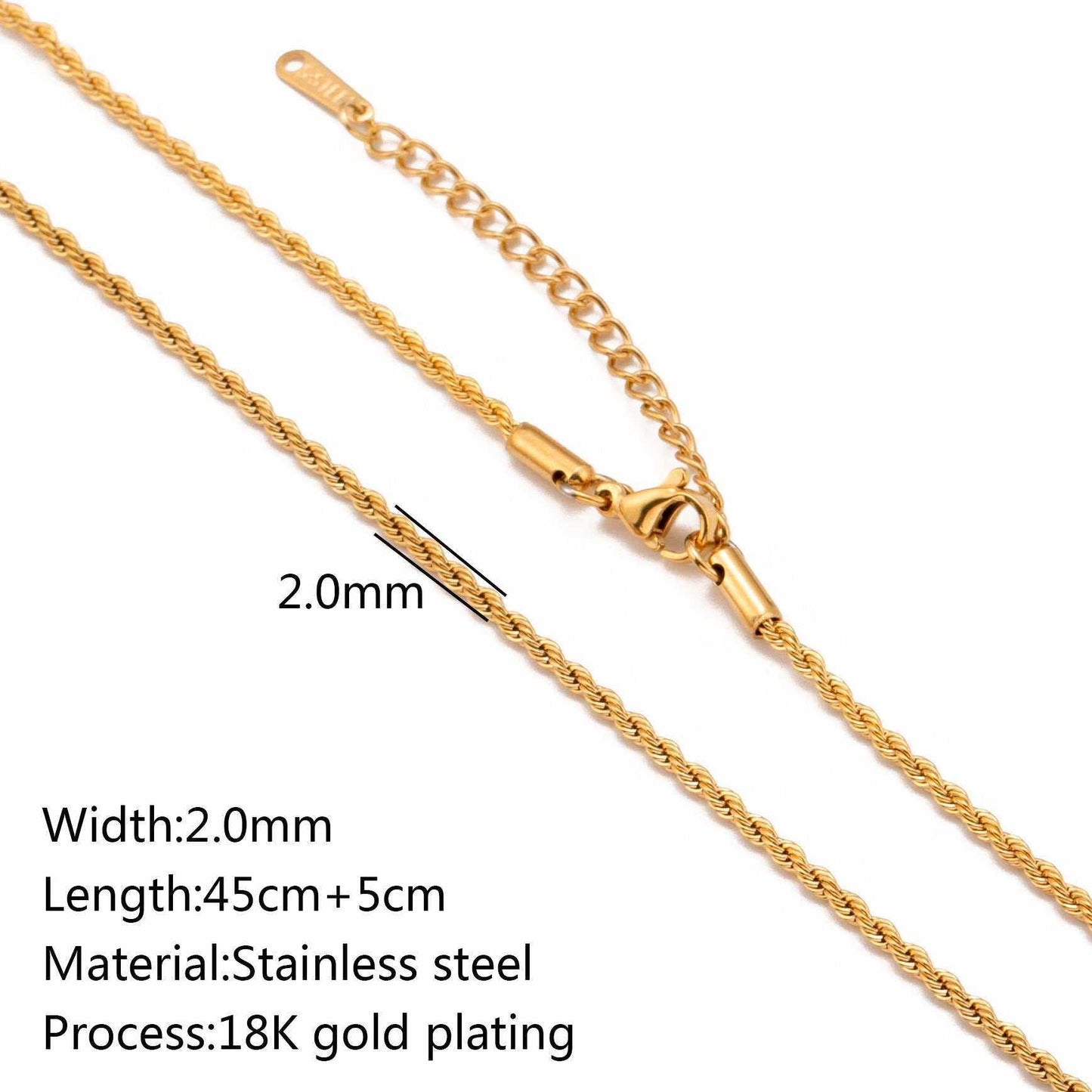 Stainless steel lip chain and accessories with vacuum vapor plating, showcasing 18K gold color protection.
