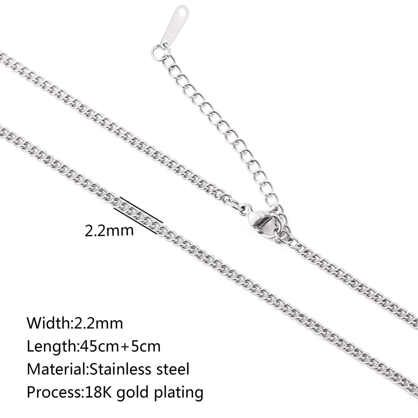 Stainless steel lip chain and accessories with vacuum vapor plating, showcasing 18K gold color protection.