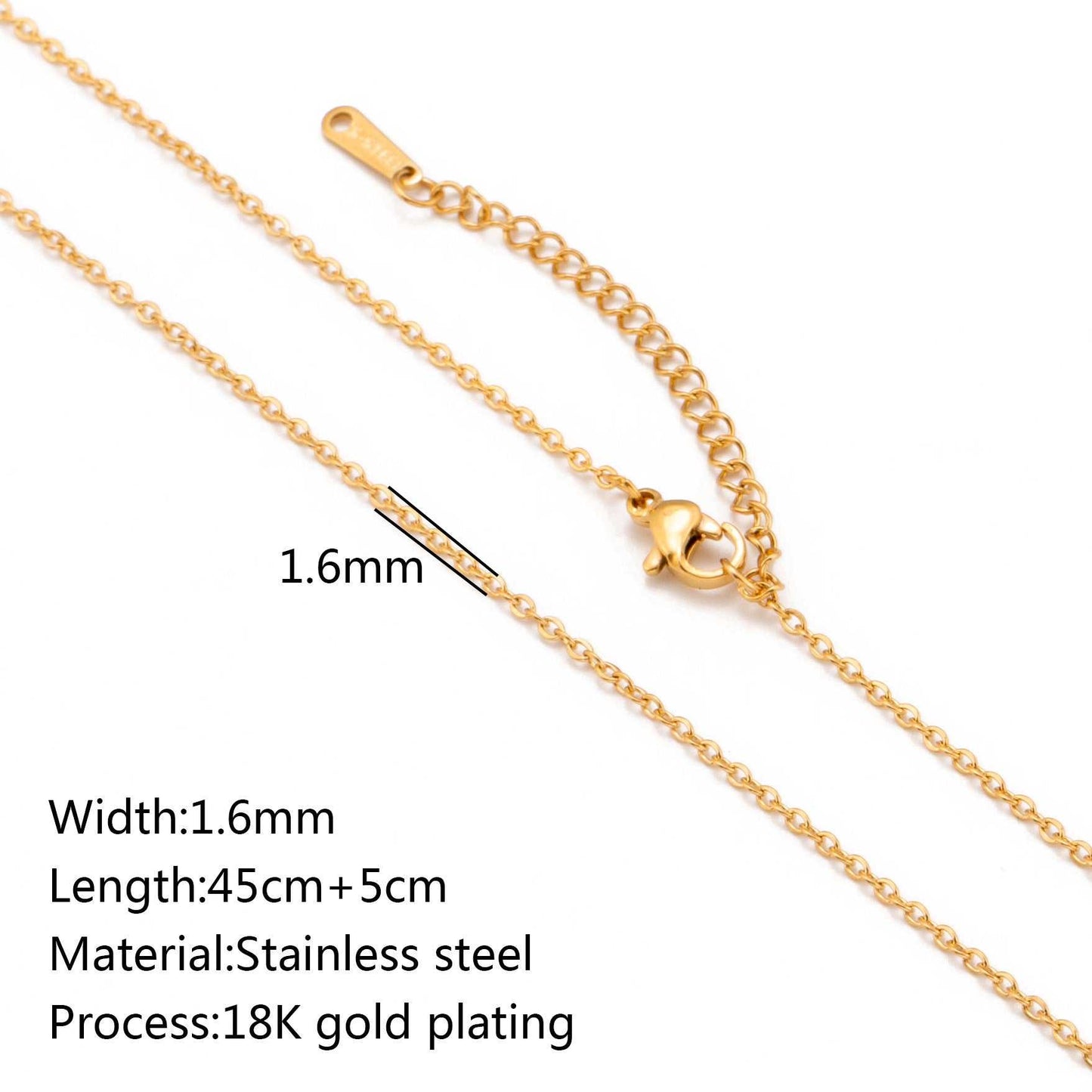 Stainless steel lip chain and accessories with vacuum vapor plating, showcasing 18K gold color protection.