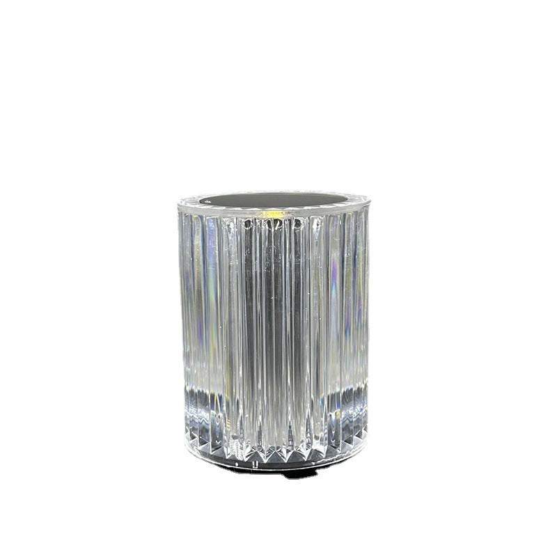 Creative crystal lamp with RGB LED lights, featuring a faux crystal design that blends modern and industrial styles, suitable for home or bedroom use.