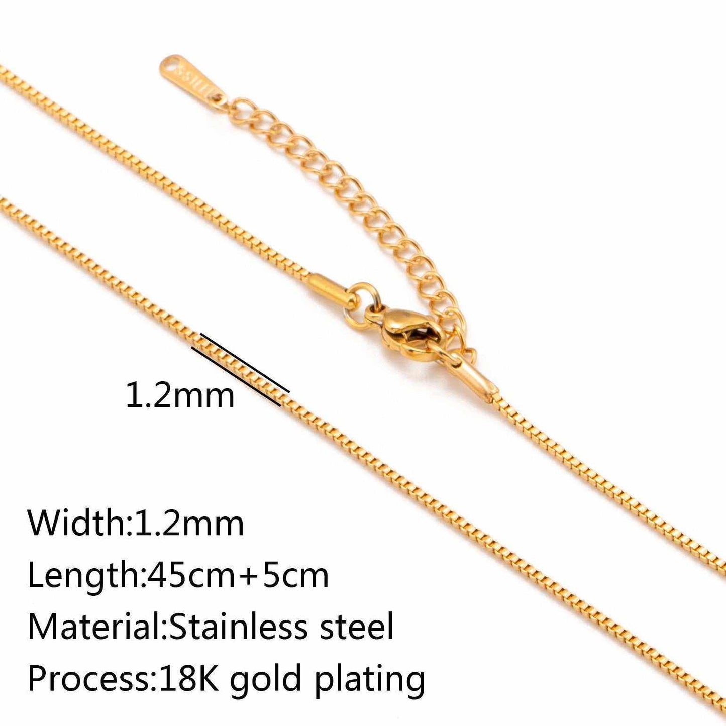 Stainless steel lip chain and accessories with vacuum vapor plating, showcasing 18K gold color protection.