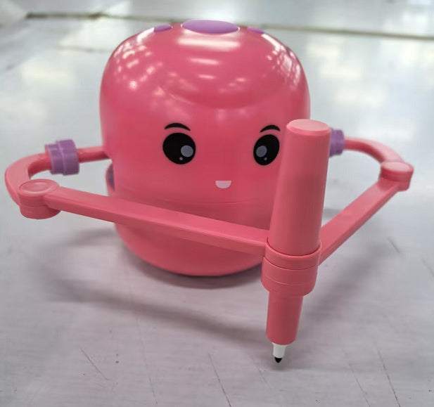 Early education intelligent painting robot in rose red for children's drawing and language learning.