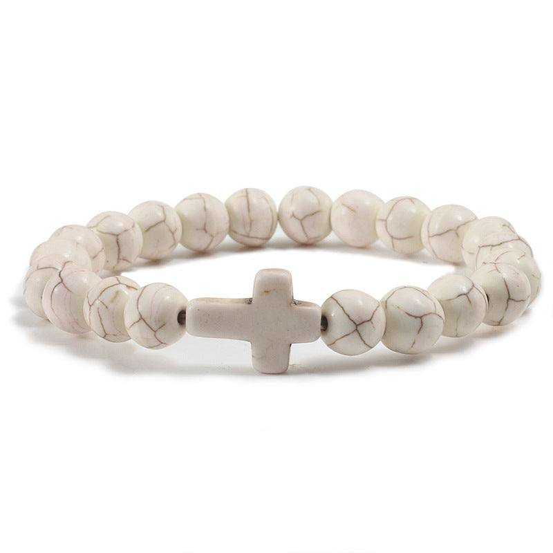 Blue Turquoise Cross Bracelet with National Style Design