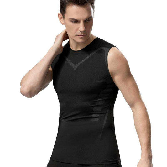 Men's exercise workout quick-drying breathable slim fit vest for fitness and bodybuilding.
