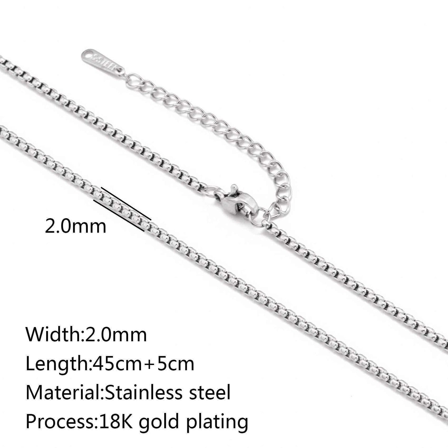 Stainless steel lip chain and accessories with vacuum vapor plating, showcasing 18K gold color protection.