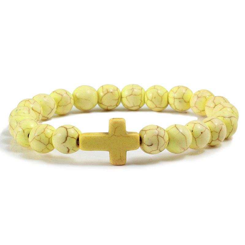 Blue Turquoise Cross Bracelet with National Style Design