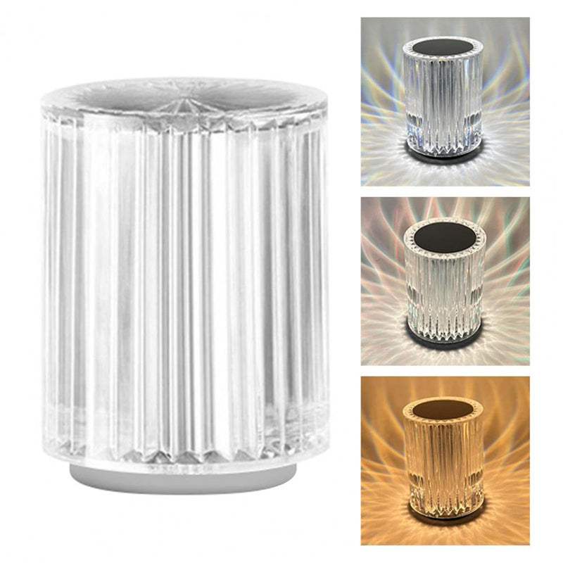 Creative crystal lamp with RGB LED lights, featuring a faux crystal design that blends modern and industrial styles, suitable for home or bedroom use.
