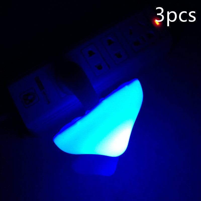 LED Night Light Mushroom Wall Socket Lamp with light-control sensor, EU US Plug, warm white glow for bedroom decoration.