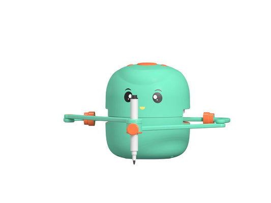 Early education intelligent painting robot in rose red for children's drawing and language learning.
