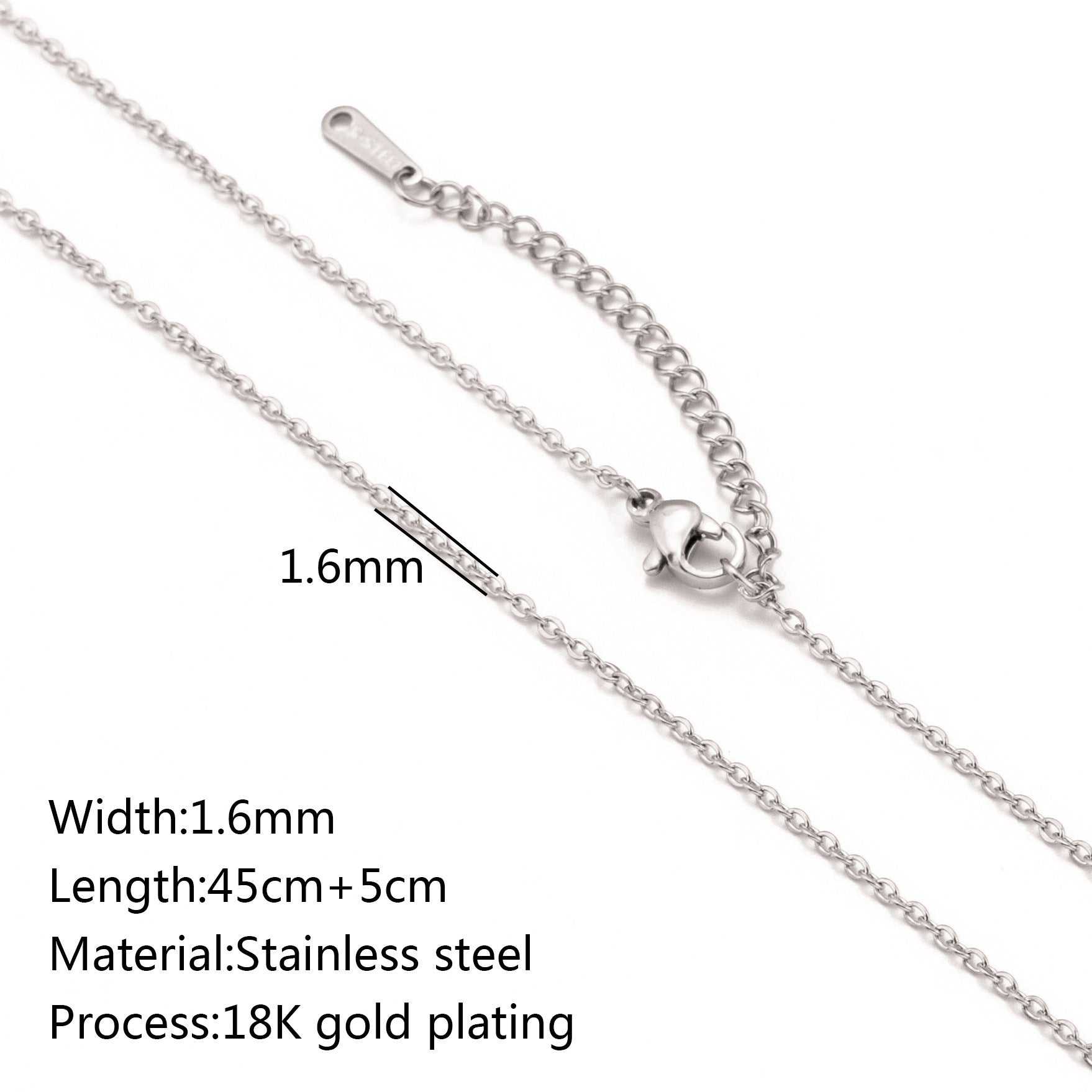 Stainless steel lip chain and accessories with vacuum vapor plating, showcasing 18K gold color protection.