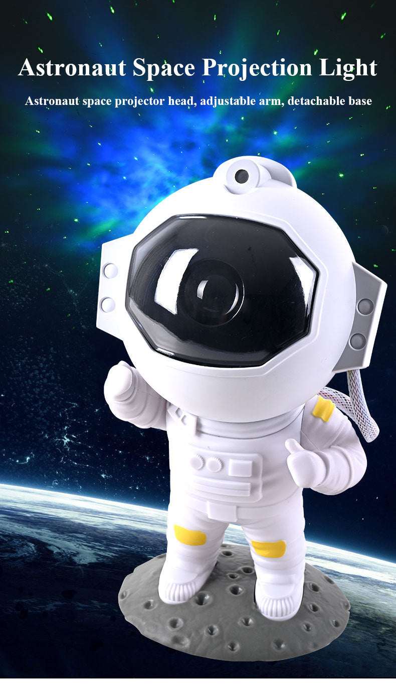 Astronaut-shaped galaxy star projector with various nebula effects.