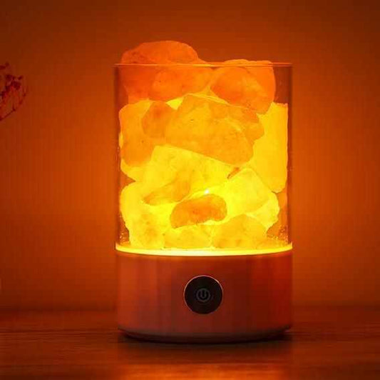 USB Crystal Light Himalayan Salt LED Lamp with color-changing feature, purifies air and acts as a natural ion generator.