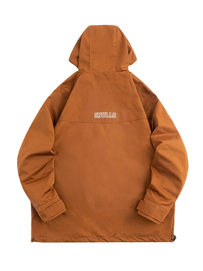 Men's outdoor rainproof and windproof assault suit in brown and beige.
