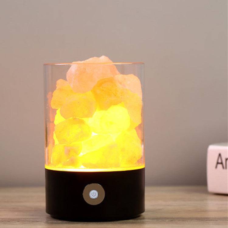 USB Crystal Light Himalayan Salt LED Lamp with color-changing feature, purifies air and acts as a natural ion generator.