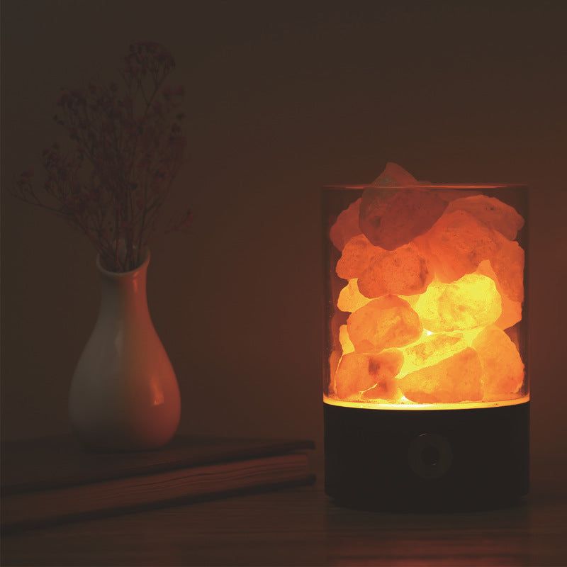 USB Crystal Light Himalayan Salt LED Lamp with color-changing feature, purifies air and acts as a natural ion generator.