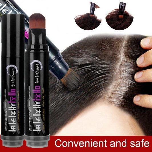 Temporary hair color brush and comb applying white wax for one-time grey hair dye.