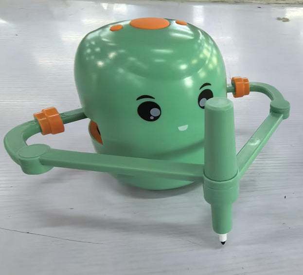 Early education intelligent painting robot in rose red for children's drawing and language learning.