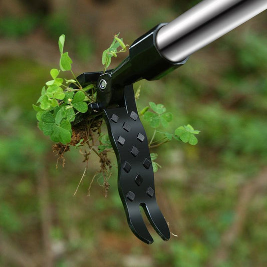 packing list Standing weeding uproot tool removing weeds with black alloy and stainless steel design.