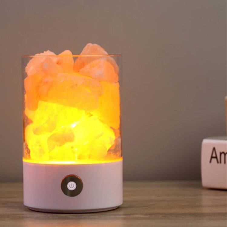 USB Crystal Light Himalayan Salt LED Lamp with color-changing feature, purifies air and acts as a natural ion generator.